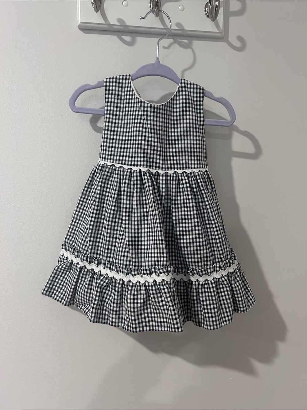 MADE IN ITALY 🇮🇹 Baroni Girls Black & White Gingham Sleeveless Tiered Dress